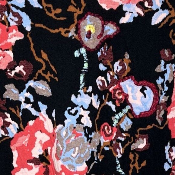 INC International Concepts Sweater Women Large Black Pink Floral Cardigan Boho - Picture 6 of 8